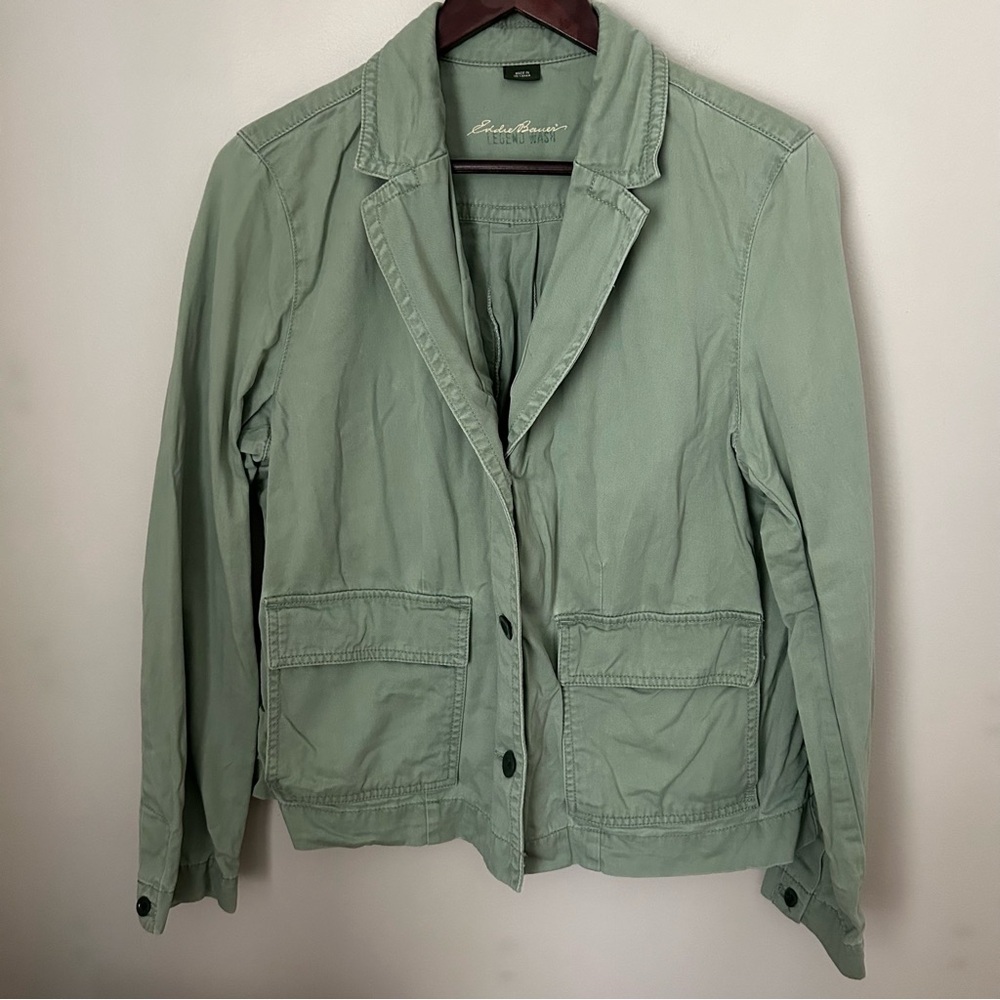 Eddie Bauer Jacket Legend Wash Green Cargo Lightweight Fall Spring Neutral - Picture 9 of 9